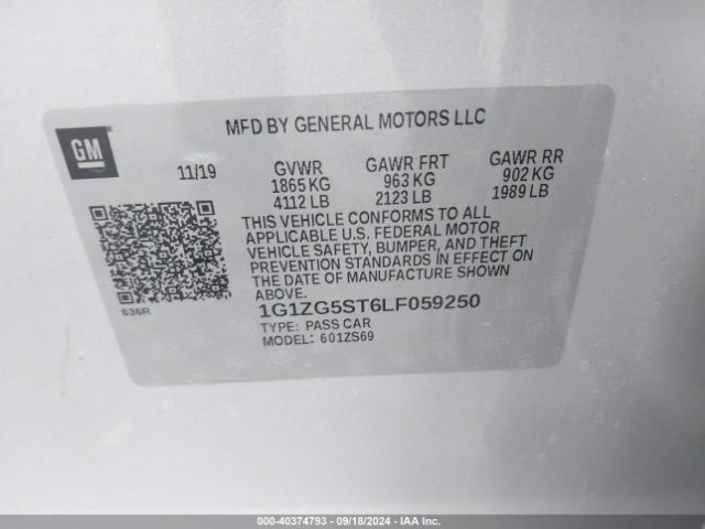 1G1ZG5ST6LF059250 Chevrolet Malibu Fwd Rs