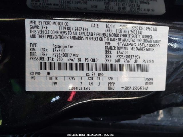 1FADP5CU6FL102909 Ford C-max Energi Sel