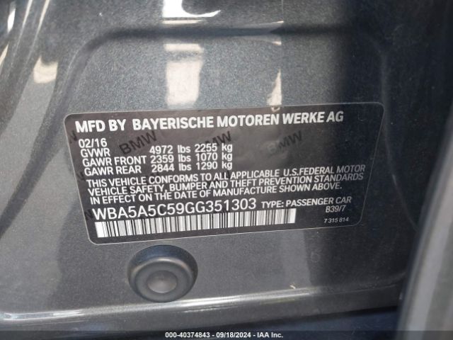 WBA5A5C59GG351303 BMW 528I