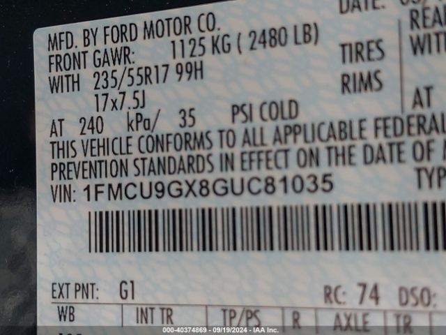 1FMCU9GX8GUC81035 Ford ESCAPE SE