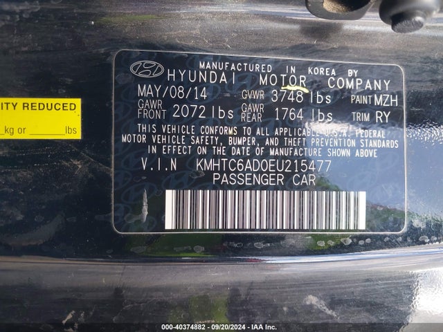 Hyundai Veloster Base W/gray 2014 KMHTC6AD0EU215477 Image 9
