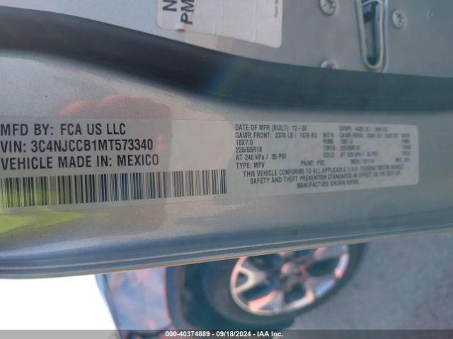 3C4NJCCB1MT573340 Jeep Compass Limited Fwd