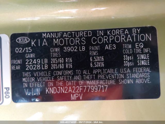 KNDJN2A22F7799717 KIA Soul