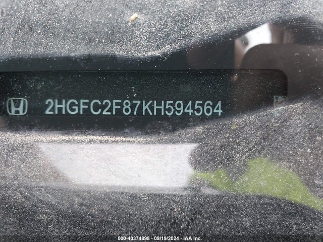 Honda Civic Sport 2019 2HGFC2F87KH594564 Image 9