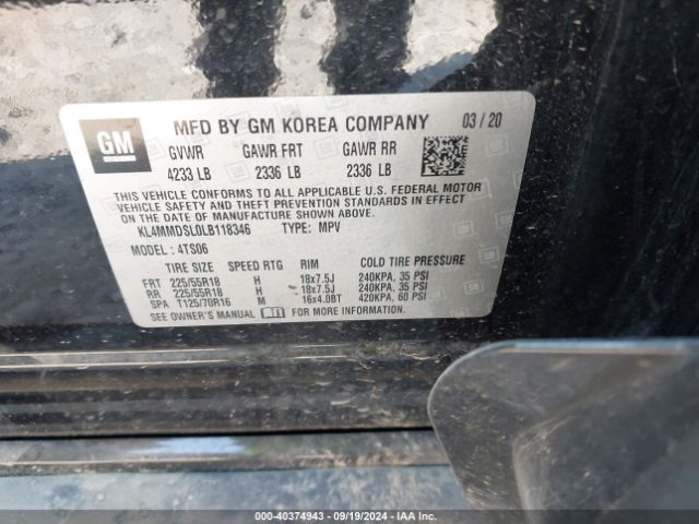 KL4MMDSL0LB118346 Buick Encore Gx Fwd Select