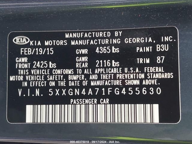 5XXGN4A71FG455630 KIA OPTIMA EX