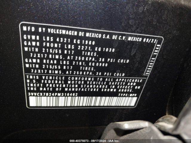 3VVCX7B24PM316462 Volkswagen Taos 1.5t S