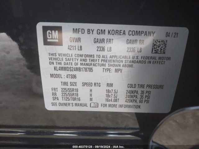 KL4MMDS24MB178705 Buick Encore Gx Fwd Select