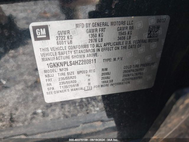 1GKKNPLS4HZ280811 GMC Acadia Denali