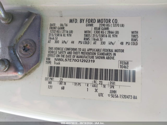 Ford Transit Connect Xl 2016 NM0LS7E70G1292319 Image 9