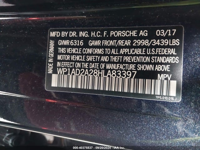 2017 PORSCHE CAYENNE WP1AD2A28HLA83397 Photo 8