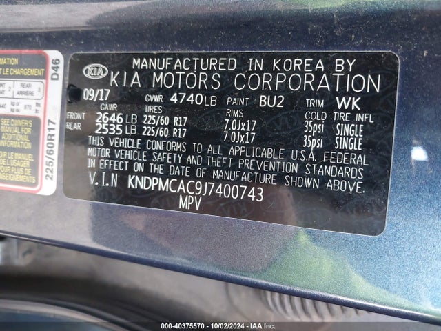 KIA Sportage Lx 2018 KNDPMCAC9J7400743 Image 9