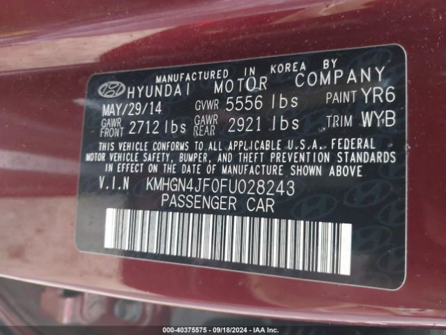 KMHGN4JF0FU028243 Hyundai Genesis 5.0