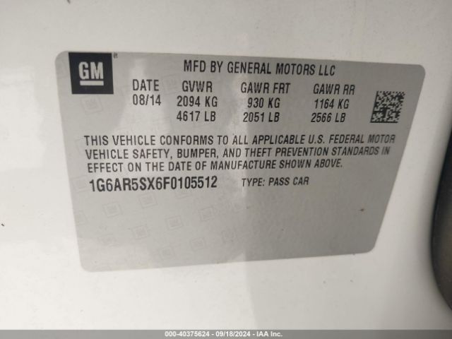 1G6AR5SX6F0105512 Cadillac CTS LUXURY