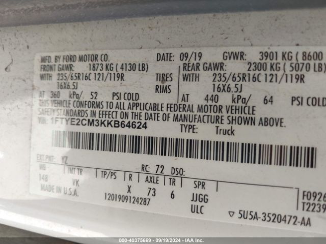 1FTYE2CM3KKB64624 Ford Transit-150