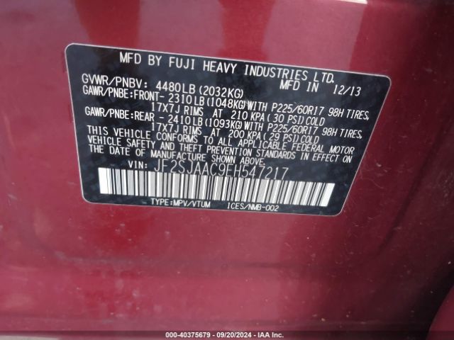 JF2SJAAC9EH547217 Subaru Forester 2.5i