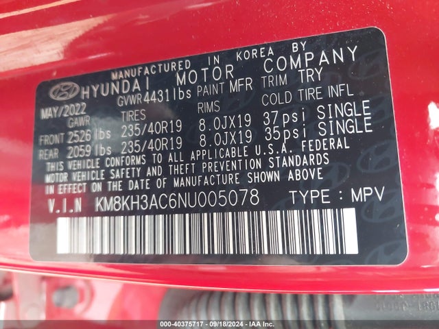 Hyundai KONA N 2022 KM8KH3AC6NU005078 Image 9