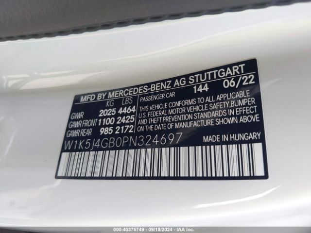 W1K5J4GB0PN324697 Mercedes-Benz Cla 250 Coupe