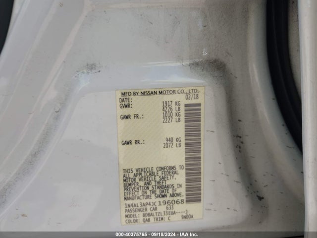 Nissan Altima 2.5 Sl 2018 1N4AL3AP4JC196068 Image 9