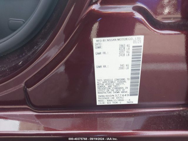 1N4BL4EV1PN377449 Nissan Altima Sl Fwd