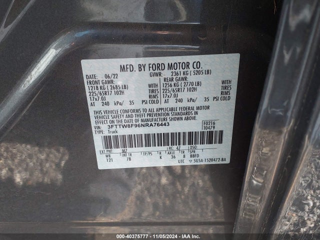 Ford Maverick Xlt 2022 3FTTW8F96NRA76443 Image 9