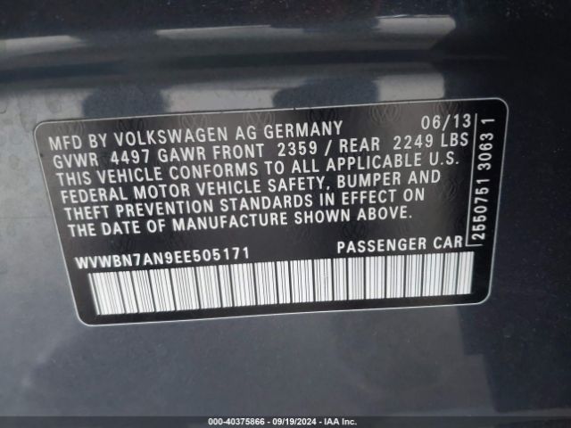 WVWBN7AN9EE505171 Volkswagen Cc 2.0t Sport