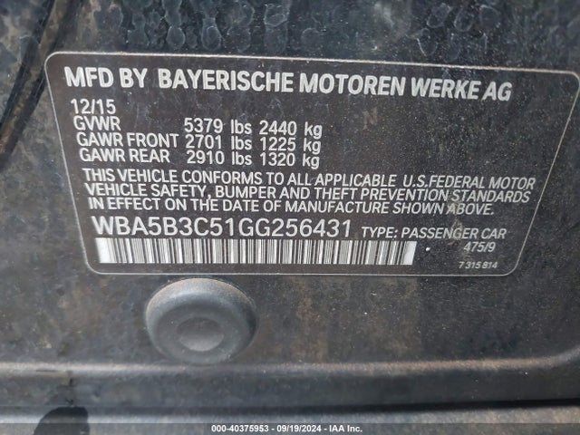 WBA5B3C51GG256431 BMW 535i Xdrive
