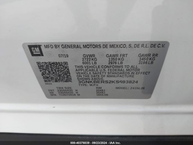 3GNKBERS2KS693824 Chevrolet BLAZER RS
