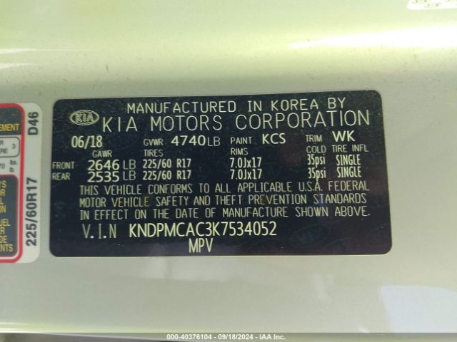 KNDPMCAC3K7534052 KIA Sportage Lx