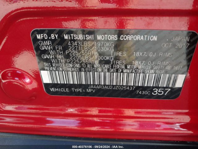 JA4AR3AU2JZ025437 Mitsubishi Outlander Sport 2.0 Le