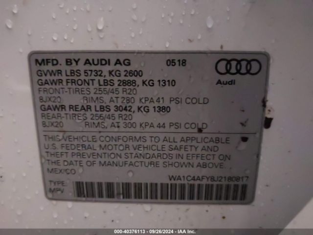WA1C4AFY8J2180817 Audi Sq5 3.0t Premium Plus