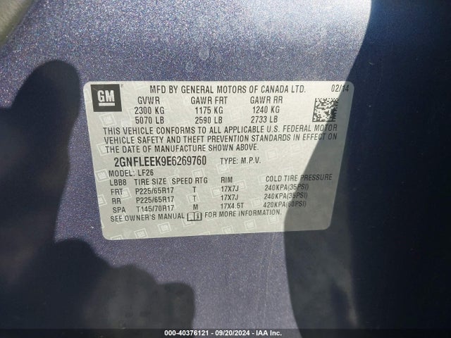Chevrolet EQUINOX LS 2014 2GNFLEEK9E6269760 Image 9