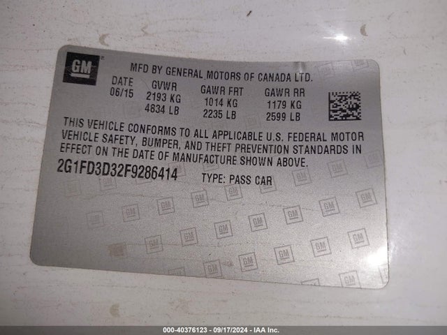 Chevrolet Camaro 1lt 2015 2G1FD3D32F9286414 Image 9