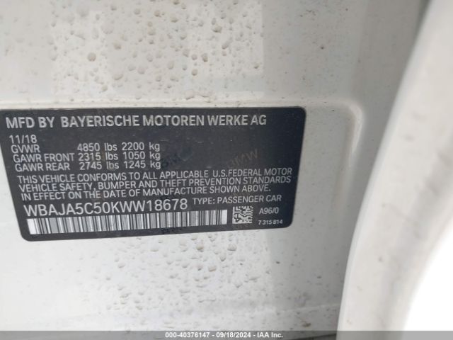 WBAJA5C50KWW18678 BMW 530I