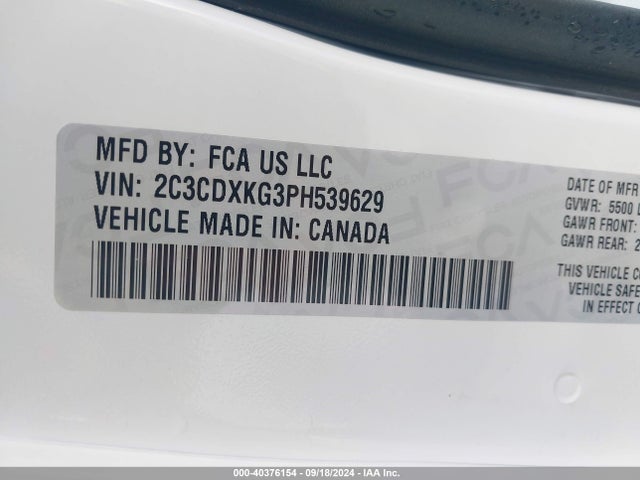 2C3CDXKG3PH539629 Dodge Charger Police Awd