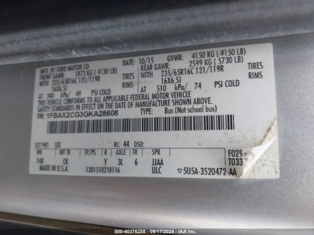 1FBAX2CG3GKA28608 Ford Transit-350 Xlt
