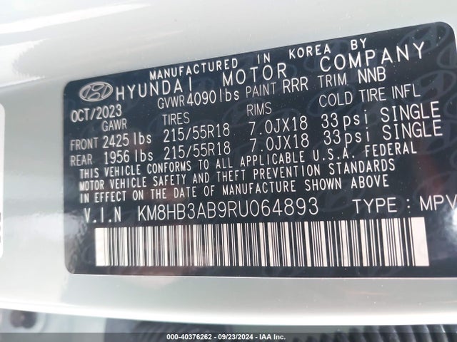 Hyundai Kona Sel 2024 KM8HB3AB9RU064893 Image 9