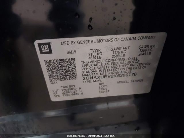 2019 CHEVROLET EQUINOX 2GNAXUEV2K6306176 Photo 8