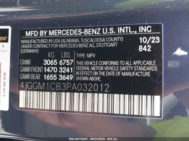 4JGGM1CB3PA032012 Mercedes-Benz Eqe 350 Suv 4matic