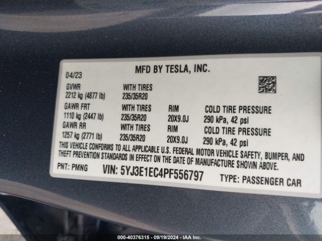 5YJ3E1EC4PF556797 Tesla Model 3 Performance Dual Motor All-wheel Drive