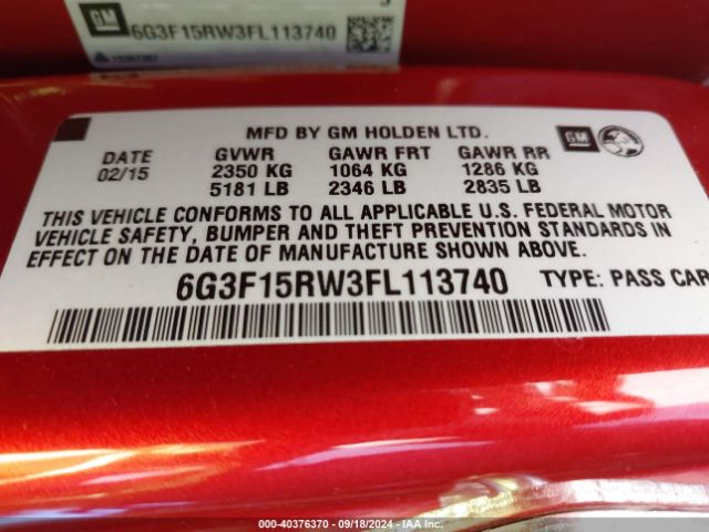 6G3F15RW3FL113740 Chevrolet SS