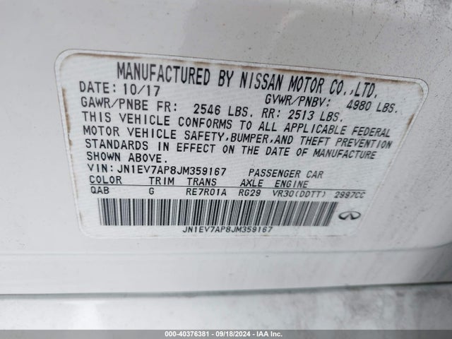 JN1EV7AP8JM359167 Infiniti Q50 3.0t Luxe