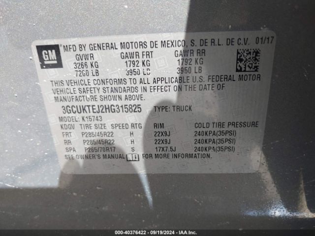3GCUKTEJ2HG315825 Chevrolet Silverado 1500 High Country