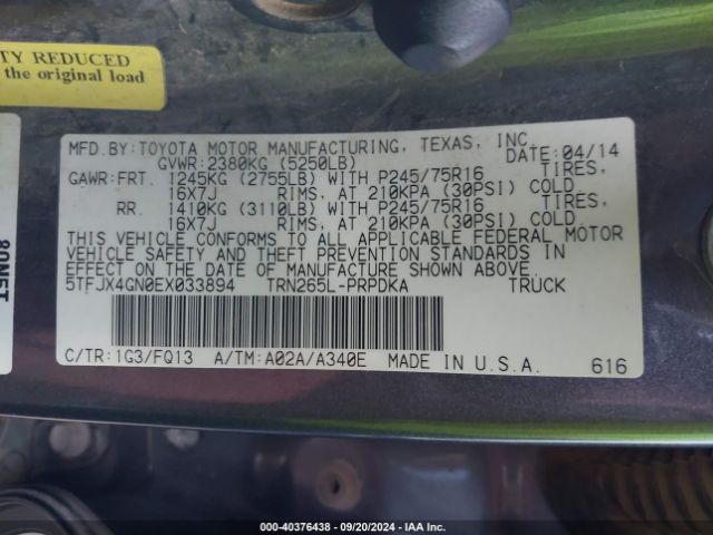 5TFJX4GN0EX033894 Toyota Tacoma Prerunner