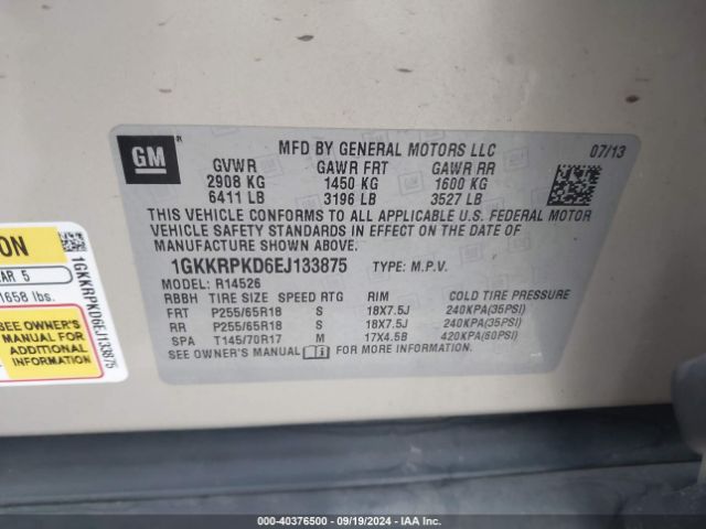 1GKKRPKD6EJ133875 GMC Acadia Sle-2