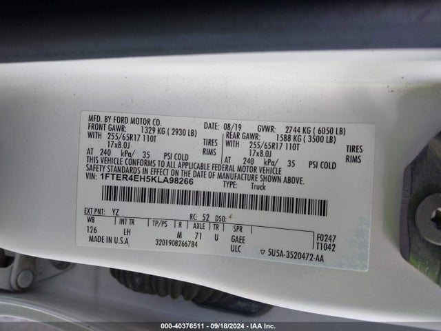 Ford Ranger Xlt 2019 1FTER4EH5KLA98266 Image 9