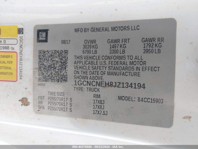 1GCNCNEH8JZ134194 Chevrolet Silverado 1500 Wt