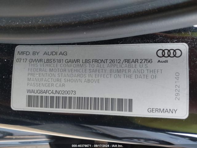 WAUG8AFC4JN020073 Audi A6 2.0t Premium