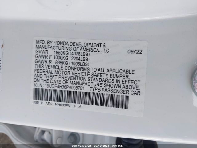 19UDE4H36PA008781 Acura Integra A-spec