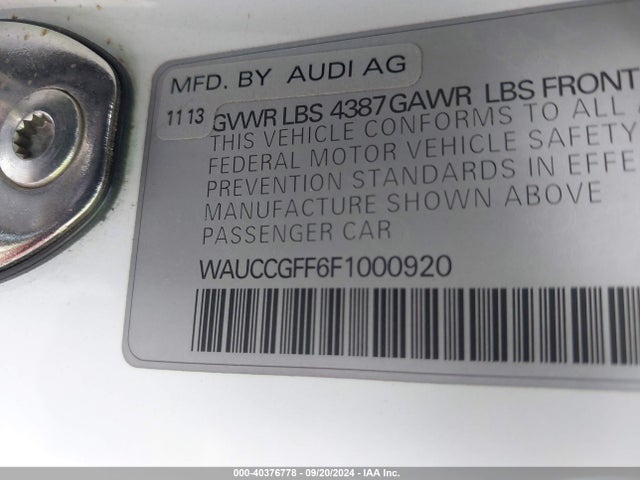 WAUCCGFF6F1000920 Audi A3 1.8t Premium